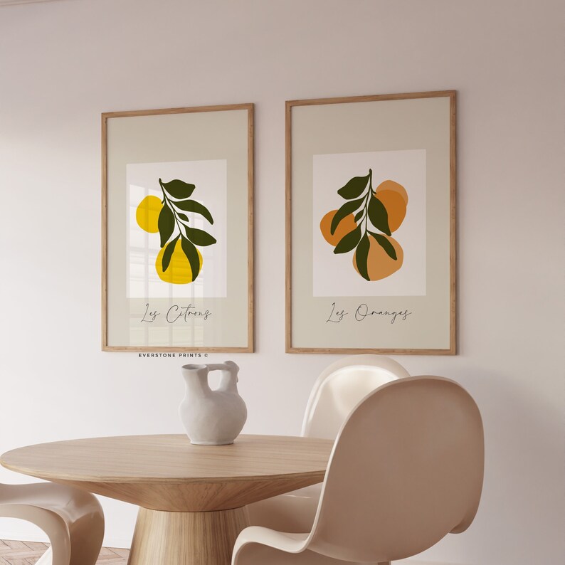 Lemon & Orange Fruit Print | Fruit Market Print, Kitchen Art, Fruit ...