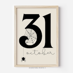 October 31 Halloween Art | Halloween Wall Art | Halloween Sign | Spooky Print | Haunted Wall Art | Halloween Printable | Printable Art