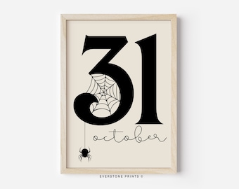October 31 Halloween Art | Halloween Wall Art | Halloween Sign | Spooky Print | Haunted Wall Art | Halloween Printable | Printable Art