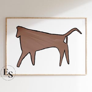 Cave Animal Drawing | Stone Age Wall Art, Prehistoric Cave Art, Primitive Caveman Art, Vintage Animal Sketch Art, Printable Art