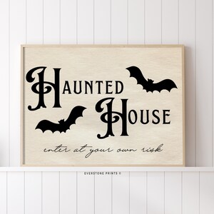 Haunted House Art | Halloween Print, Halloween Sign, Halloween Wall Decor, Halloween Poster, Large Wall Art, Halloween Printable Art