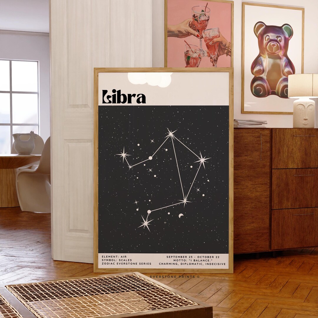 Libra Retro Libra Poster | Zodiac Libra Print, Retro Wall Decor, Digital Download ...