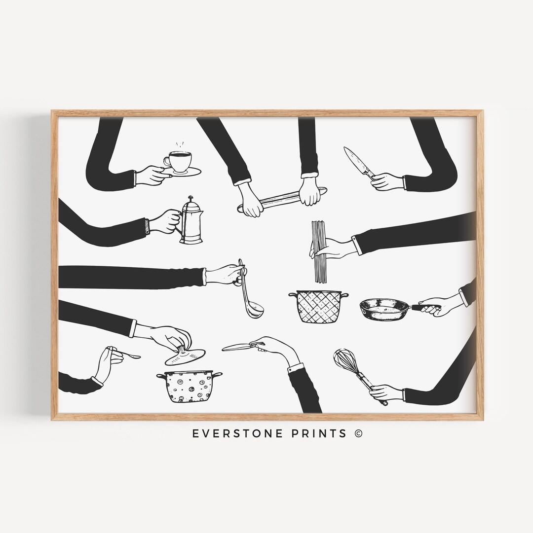 Cooking Hands Print Kitchen Wall Art Chef Print Kitchen Etsy