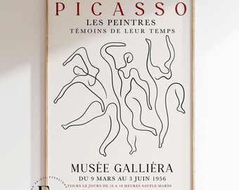 PABLO PICASSO-tentoonstellingsafdruk | Tentoonstellingsposter, Picasso-poster, kunst uit het midden van de eeuw, museumposter, afdrukbare muurkunst