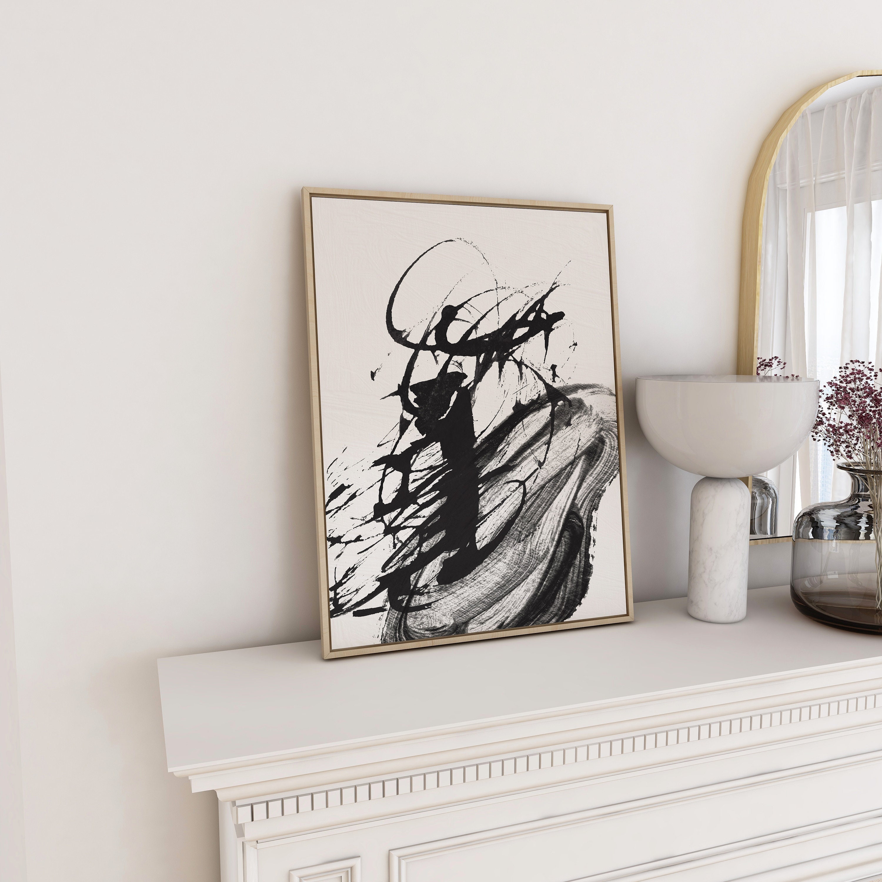Black Abstract Art, Black and White Abstract Art, Brush Stroke Art ...