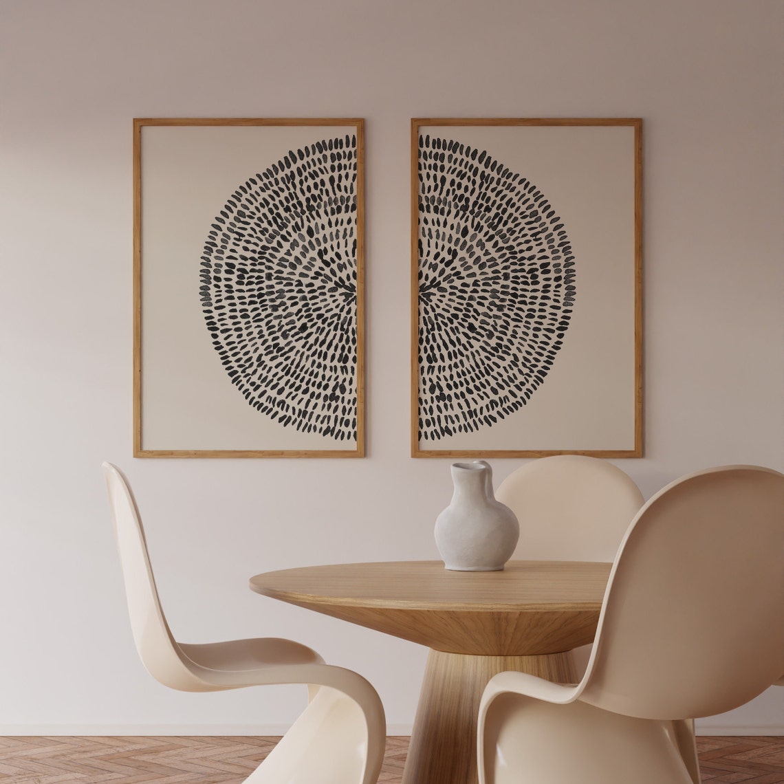 Geometric Circle Set of 2 Minimalist Art Set Geometric | Etsy