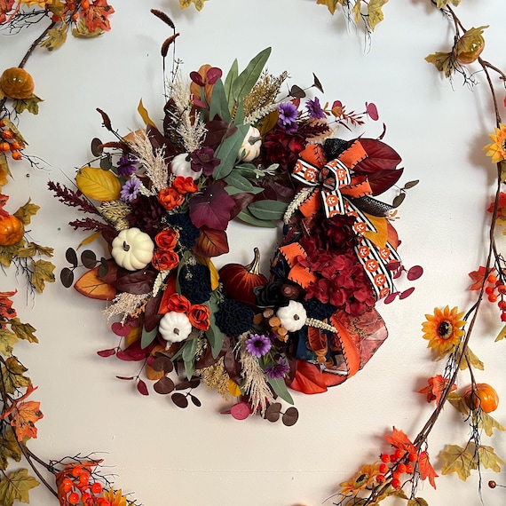 Autumn Halloween holiday wreath seasonal handmade