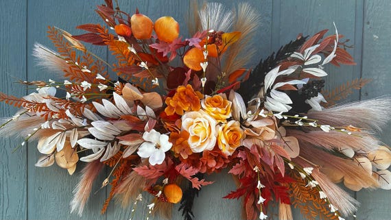 Swag wreath, handmade using quality materials neutral colors white beige cream browns black