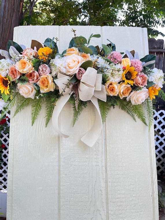 Vintage decor/swag/faux florals in neutral colors of beige white cream. Handmade, quality materials.