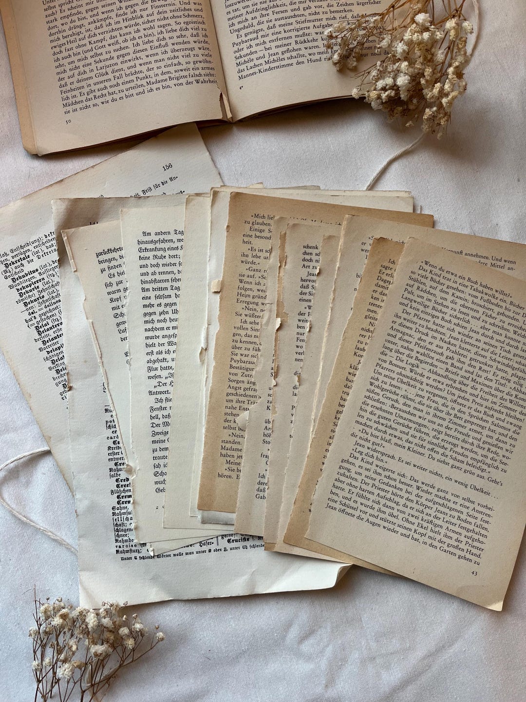 20 Old Vintage Book Pages for Crafting Bullet Journals, Penpal Letters ...