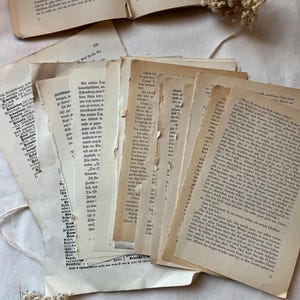 20 old vintage book pages for making bullet journals, penpal letters, photo albums, scrapbooks and good for folding projects