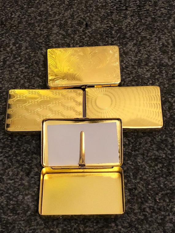 Gold Metal Cigarette Tobacco Tin With Paper Clip Holder Ideal Etsy