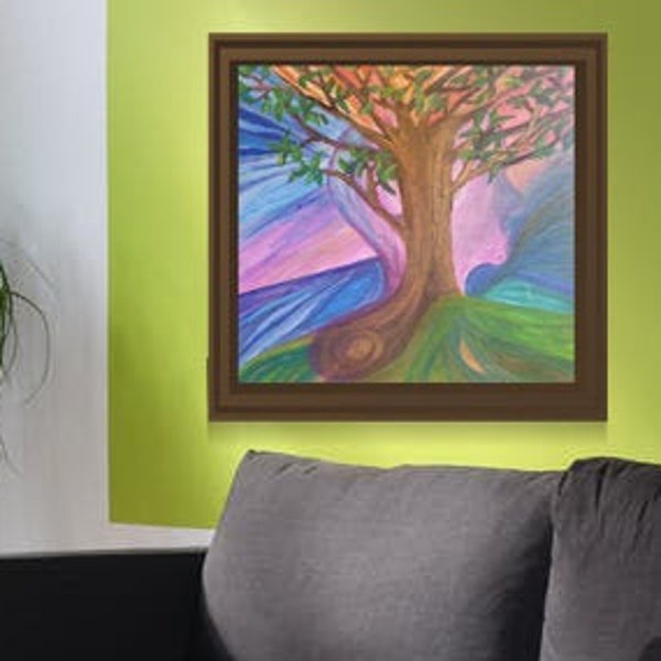 Tree of Imagination Original acrylic painting by MindAngel to download, great for canvas, prints, frames and jpeg pdf  instant download