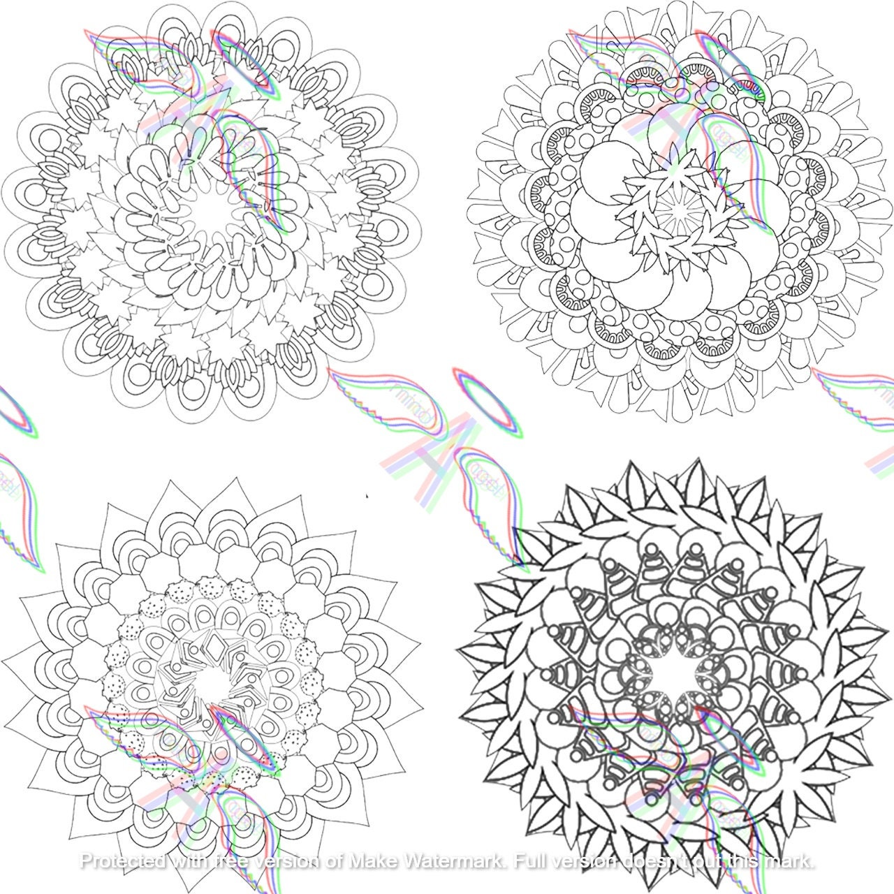 4 new mandala coloring pages coloring books instant pdf etsy