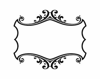 Royal Baroque Frame SVG | Ornate Scrollwork Border | Vintage Crest Silhouette | Wedding Label Cut File | Decorative Flourish Digital Frame