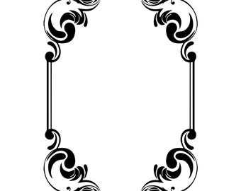 Baroque Scroll Frame SVG | Ornate Decorative Border | Victorian Flourish Silhouette | Luxury Label Cut Digital File | Wedding Signage Frame