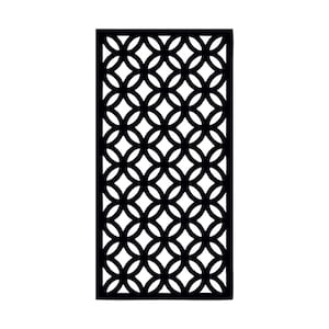 May include: Black rectangular decorative panel featuring a repeating circular pattern. The design consists of overlapping circles, forming a geometric and symmetrical pattern. The panel is a solid black colour and is set against a white background.