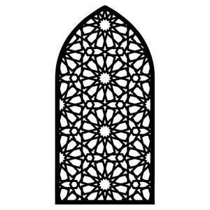 Gotiskt bågfönster SVG | Islamiskt stjärnmönster | Marockansk geometrisk gitter Clipart | Laserskuren fil | Arabisk väggkonst | PNG JPG Digitalt