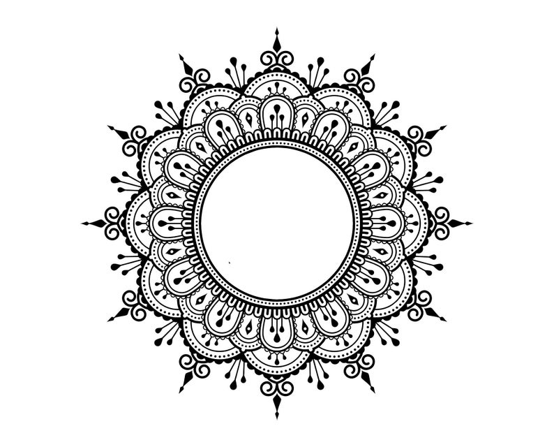 Round Mandala Design Frame Downloadable SVG File for Use on Stationery ...