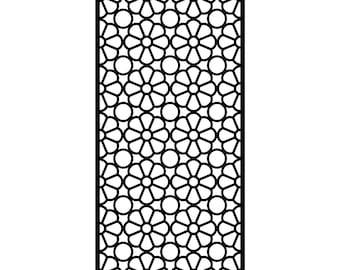 Islamic Floral Screen SVG | 8-Petal Daisy Lattice Panel | Moroccan Rectangular Window | CNC Router Cut File | Laser Cut Privacy Screen