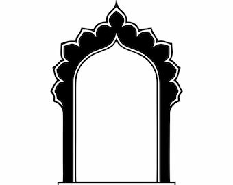 Islamic Scalloped Arch SVG | Moroccan Lotus Window Silhouette | Indian Mughal Arch Cut File | Arabesque Wall Art | Ramadan PNG SVG Clipart