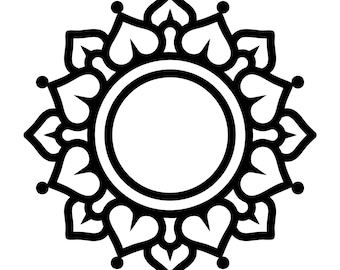 Intricate Floral Mandala SVG | Circular Boho Border | Lotus Flower Silhouette | Zen Meditation Cut File | Round Ornate Frame Download