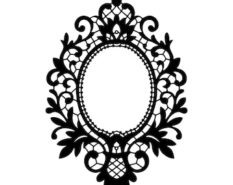 Baroque Mirror Frame SVG | Ornate Lace Border | Victorian Oval Silhouette | Renaissance Filigree Label | Laser Cut Wedding Frame | Digital