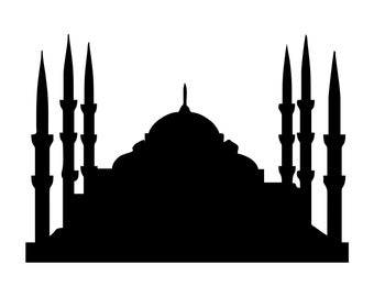 Silhuoette of the Sultan Ahmet Mosque In Turkey Downloadable SVG File for use on Stationery posters, wall decor and much more