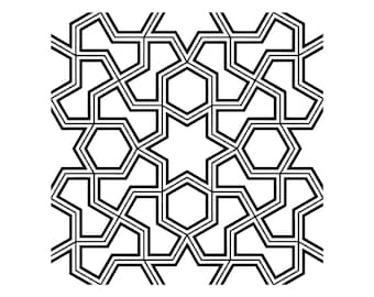 Seamless Hexagon Star SVG | Islamic Geometric Tile | Modern Arabesque Cut File | Repeating Girih Pattern | Digital 6-Point Star Vector