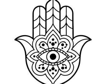 Hamsa Hand SVG | Hand of Fatima with Evil Eye | Ornate Floral Silhouette | Protective Symbol Cut File | Boho Wall Art | Ramadan Eid Decor