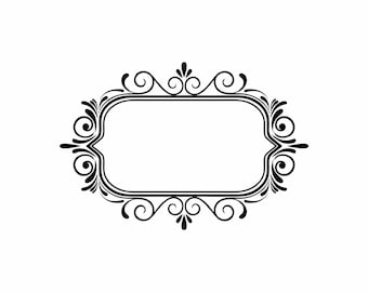 Victorian Scroll Frame SVG | Ornate Decorative Border | Vintage Filigree Label | Wedding Invitation Silhouette | Flourish Frame Clipart