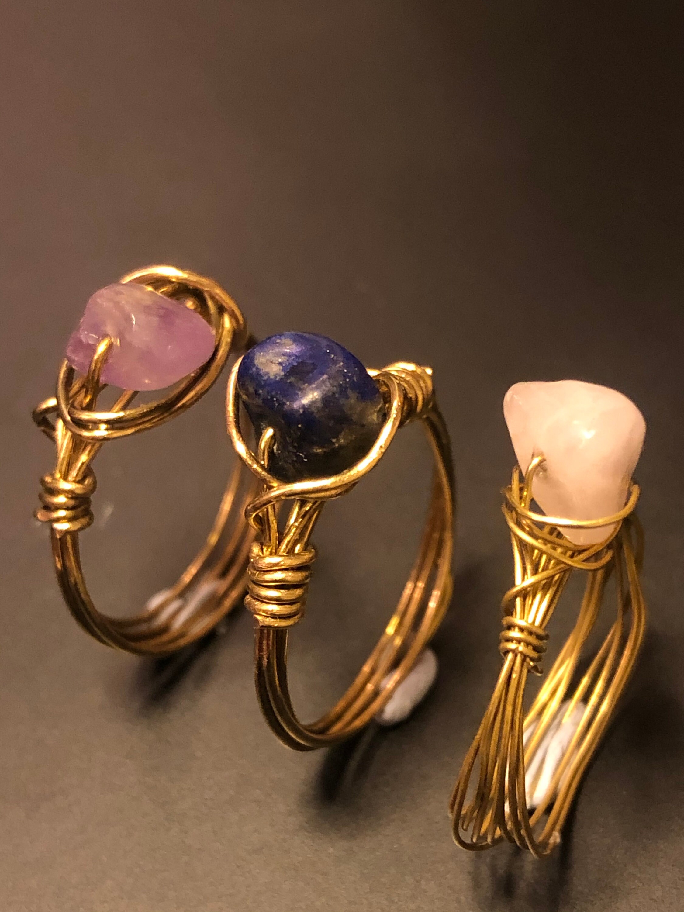 Wire wrap crystal rings uk Etsy