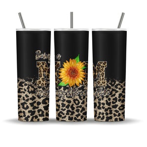 20oz Skinny Tumbler Sublimation Designs Sunflower Gold Glitter Brushstrokes Tumbler for Straight Tumbler PNG File Digital Download