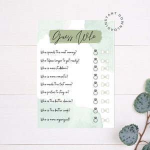 Bridal shower game | Party Game | Wedding Game | Digital Download