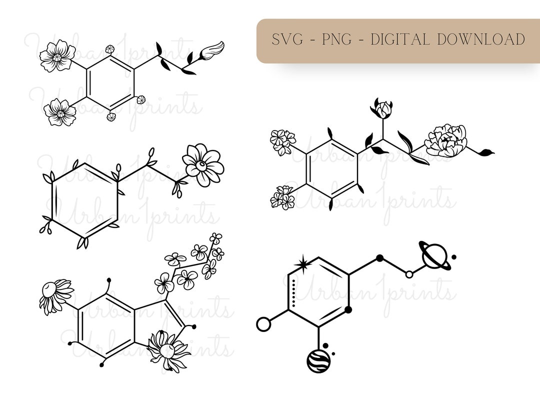 Chemical Structure Svg, Floral Serotonin Svg, Flower Dopamine Svg