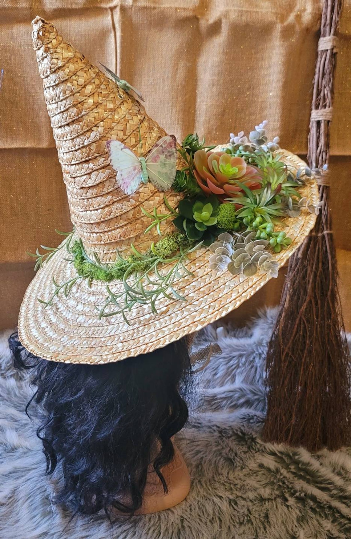 Succulent 18inch Straw Witch Hat Etsy