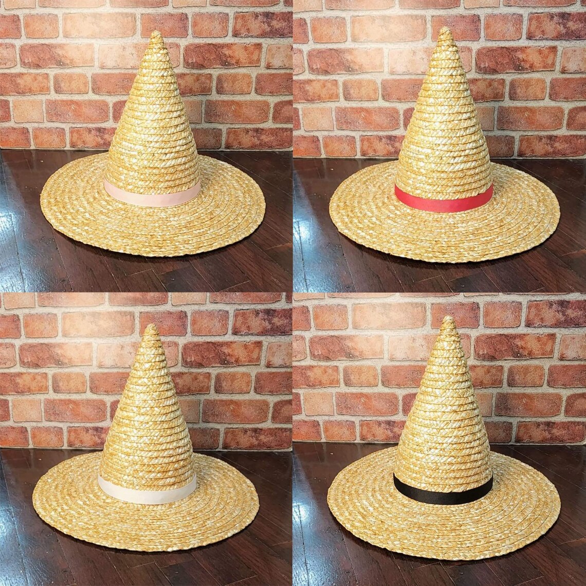 Large Straw Witch Hat With Ribbon 22inch Brim Etsy