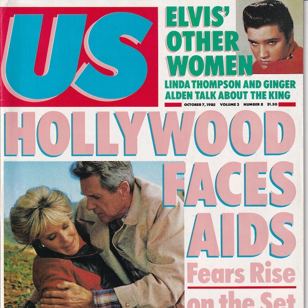 US Magazine October 7, 1985, Rock Hudson, Michael Douglas, Knots Landing, Joan Van Ark, Tom Selleck, Madonna, Elvis, Linda Thompson,