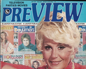 PREVIEW Magazine May 1977 - Rona Barrett, Sonny and Cher, Jessica Lange, Ann-Margaret, Robert Redford, Richard Burton, James Caan, Equus