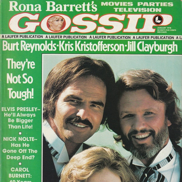 Rona Barretts GOSSIP - Januar 1978 - Burt Reynolds, Kris Kristofferson, Jill Clayburgh, Elvis, Carol Burnett, Nick Nolte, John RItter
