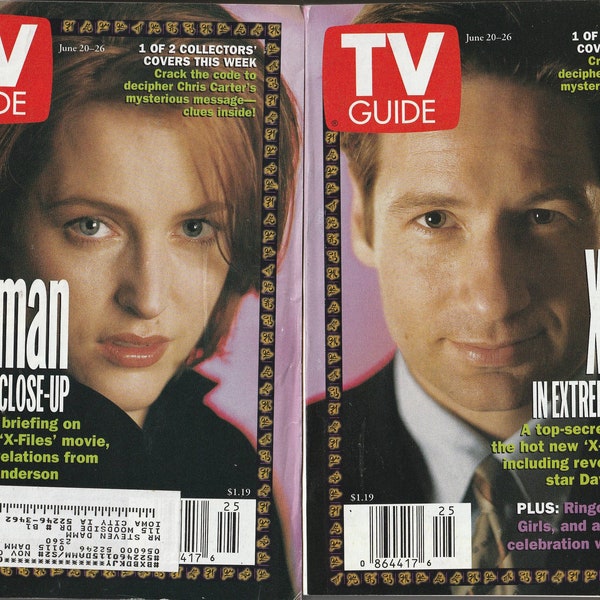 David Duchovny Cover TV Guide Volume 46 No. 25 Issue #2360 June 20, 1998 X-Files David Duchovny, Gillian Anderson, Ringo Starr, Chris Carter