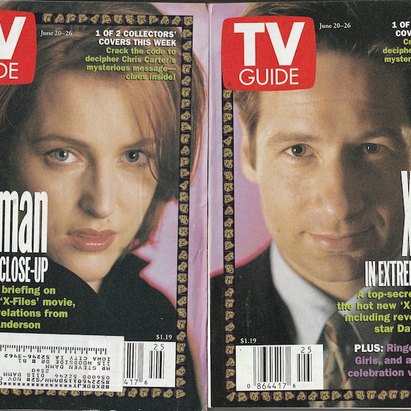 Gillian Anderson Cover only TV Guide Vol 46 No. 25 Issue 2360 June 20, 1998, X-Files, David Duchovny, Chris Carter, Spice Girls, Ringo Starr