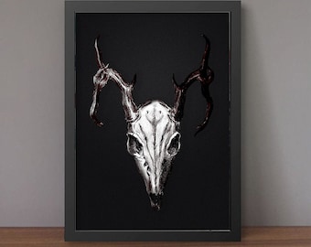 Deer skull,Awesome prints,5 color options,Digital Print,Printable Wall Art,Skull Prints,Skull Wall Art,Wall Decor,Digital Art,anatomy,antler
