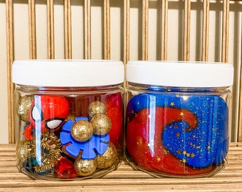 Spider-Man Play Dough Jar: Homemade Sensory Bin Party Favor