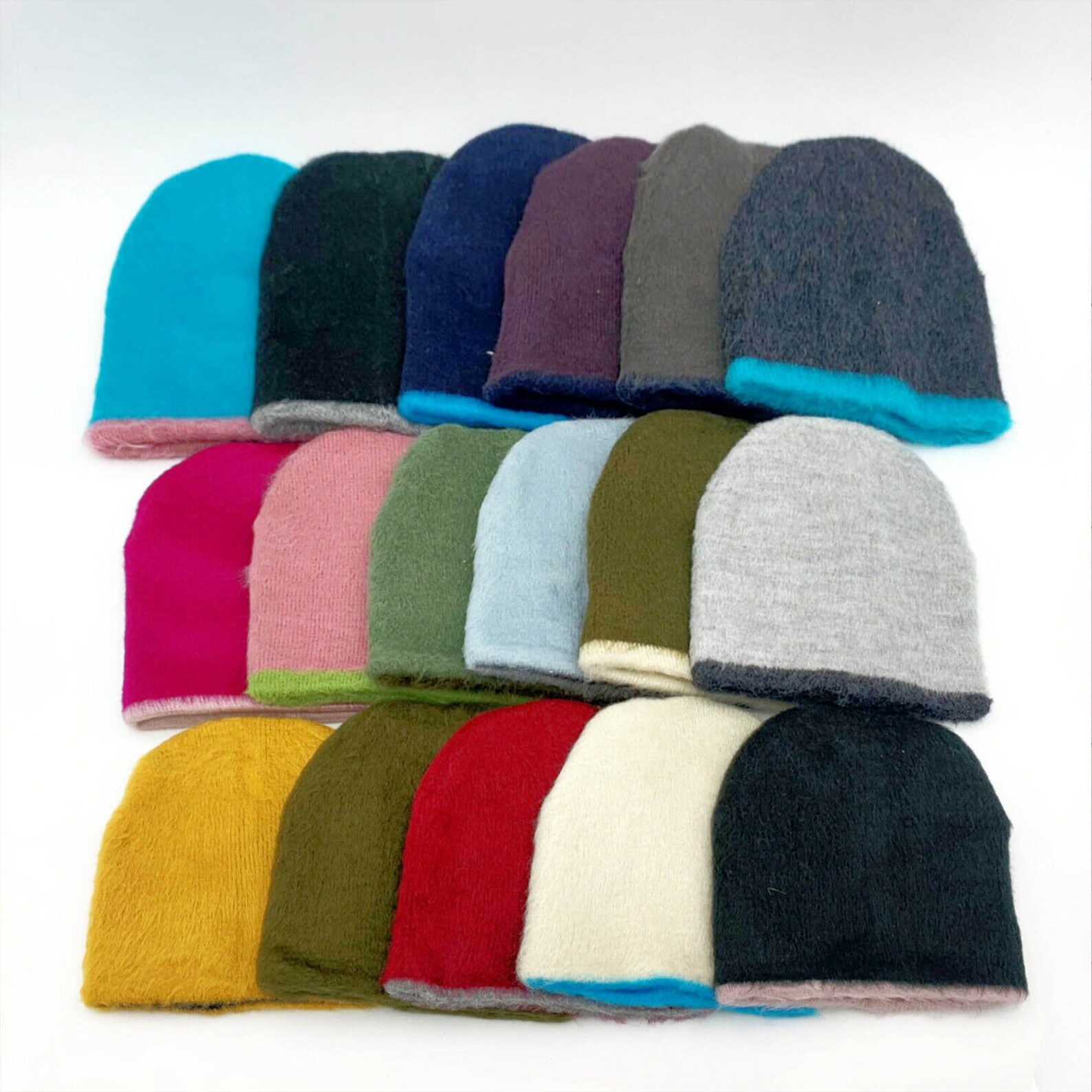 ALPACA WOOL BEANIES brushed reversible colorful unisex Etsy