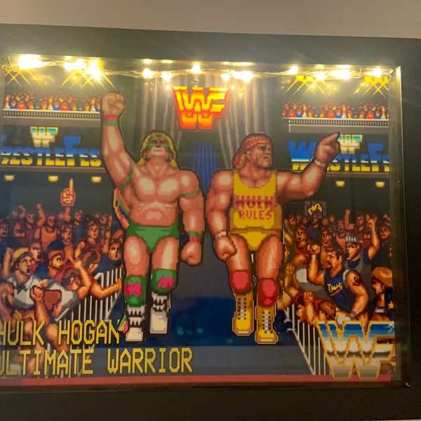 Hulk Hogan and Ultimate Warrior - LED Wrestlefest Shadow Box (8x10)