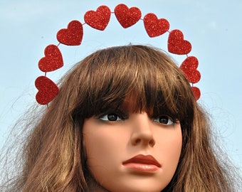 Cupid headband red hearts Queen of hearts crown headpiece Halloween Valentine costume