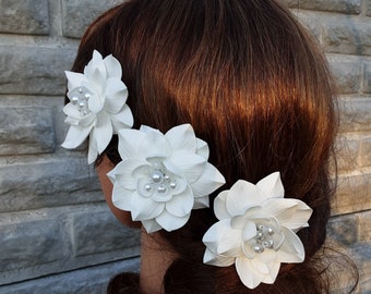 Handmade Gardenia Hair Clip: Bridal Wedding Headpiece