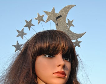 Moon star headband Celestial headpiece Halloween Christmas crown