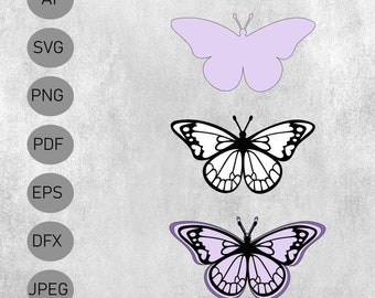 Mariposa 3D SVG: Plantilla de mariposa en capas, silueta de Cricut (archivos digitales)